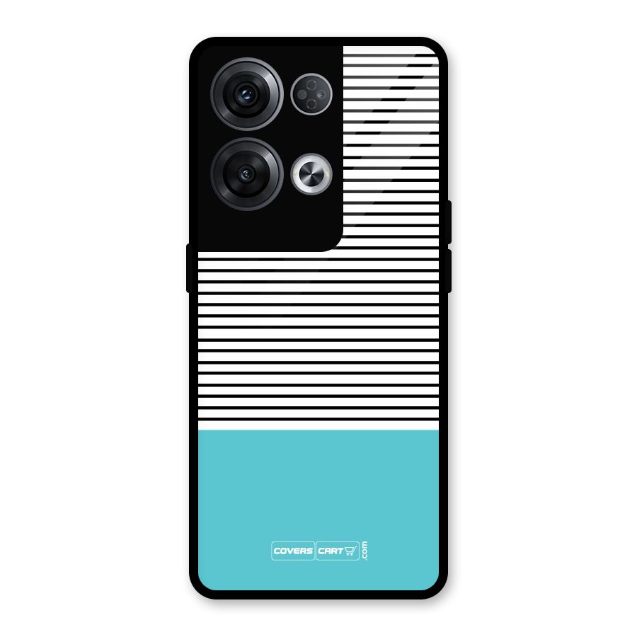 Deep Sky Blue Stripes Glass Back Case for Oppo Reno8 Pro 5G