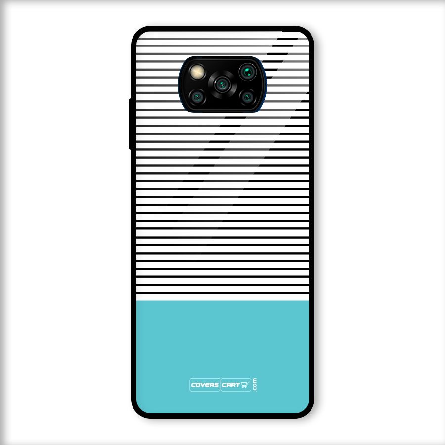 Deep Sky Blue Stripes Glass Back Case for Poco X3
