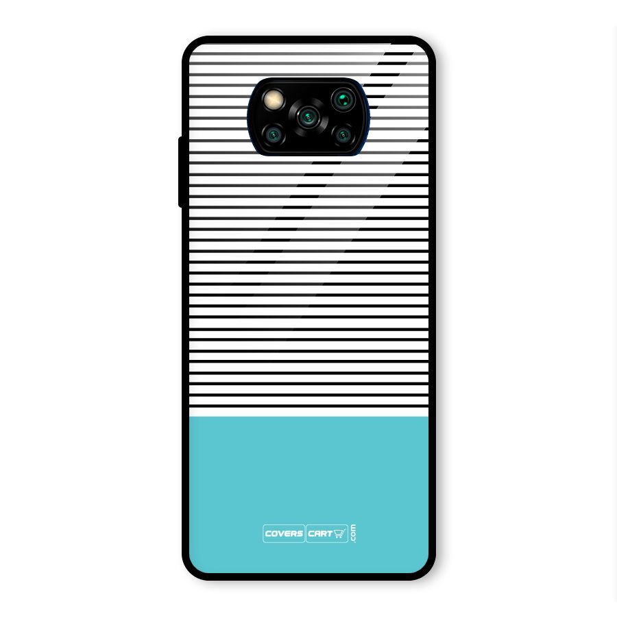 Deep Sky Blue Stripes Glass Back Case for Poco X3 Pro