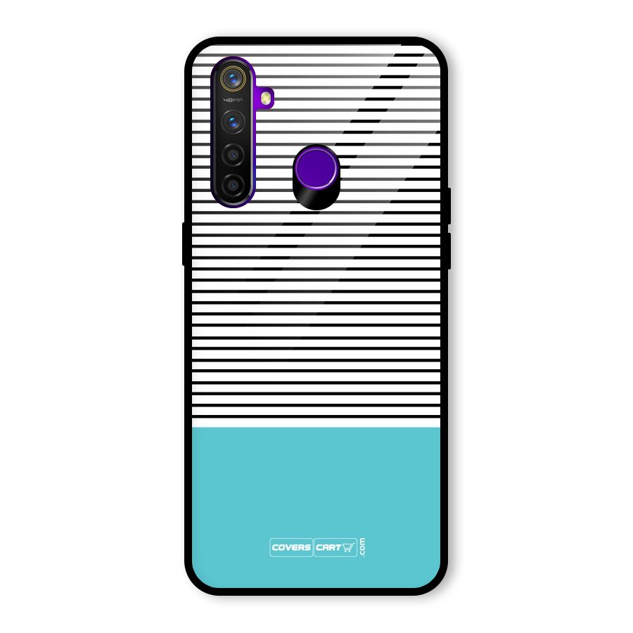 Deep Sky Blue Stripes Glass Back Case for Realme 5 Pro