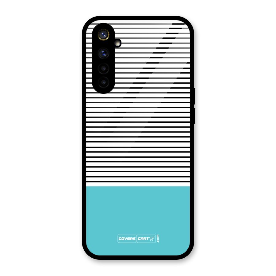 Deep Sky Blue Stripes Glass Back Case for Realme 6