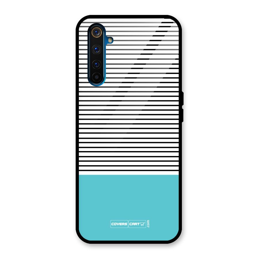 Deep Sky Blue Stripes Glass Back Case for Realme 6 Pro