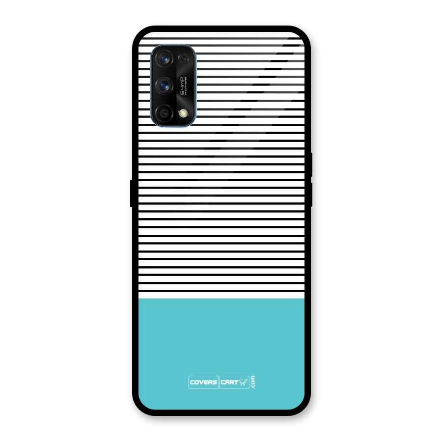 Deep Sky Blue Stripes Glass Back Case for Realme 7 Pro