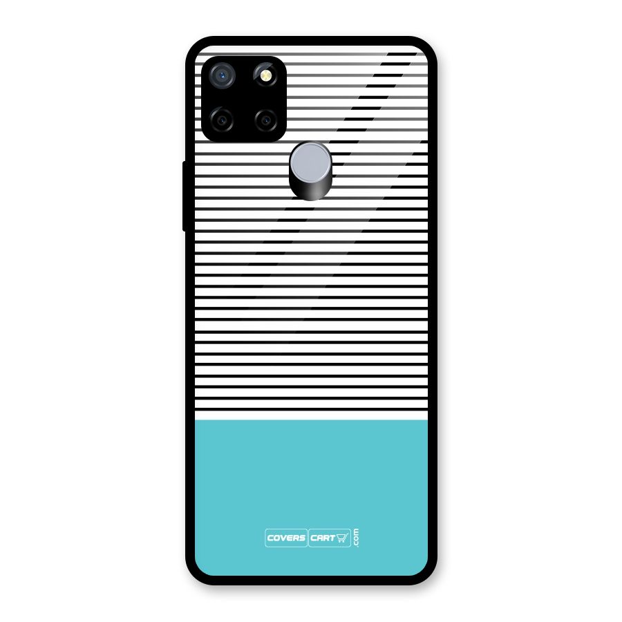 Deep Sky Blue Stripes Glass Back Case for Realme C12