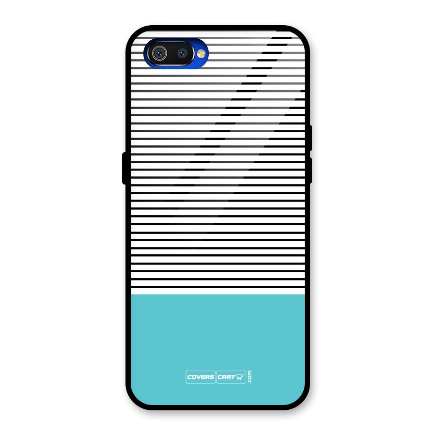 Deep Sky Blue Stripes Glass Back Case for Realme C2