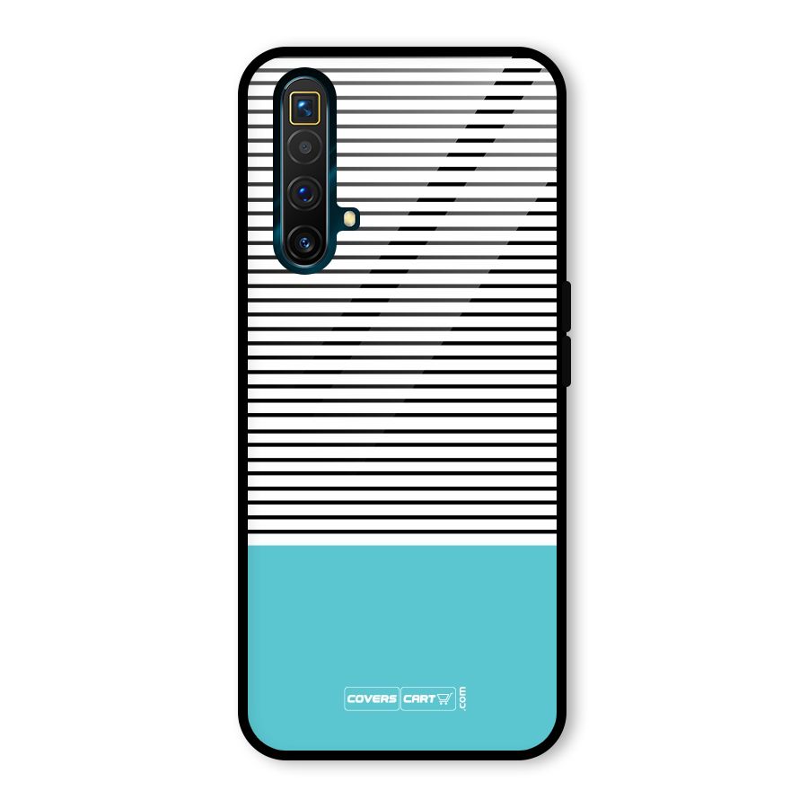 Deep Sky Blue Stripes Glass Back Case for Realme X3