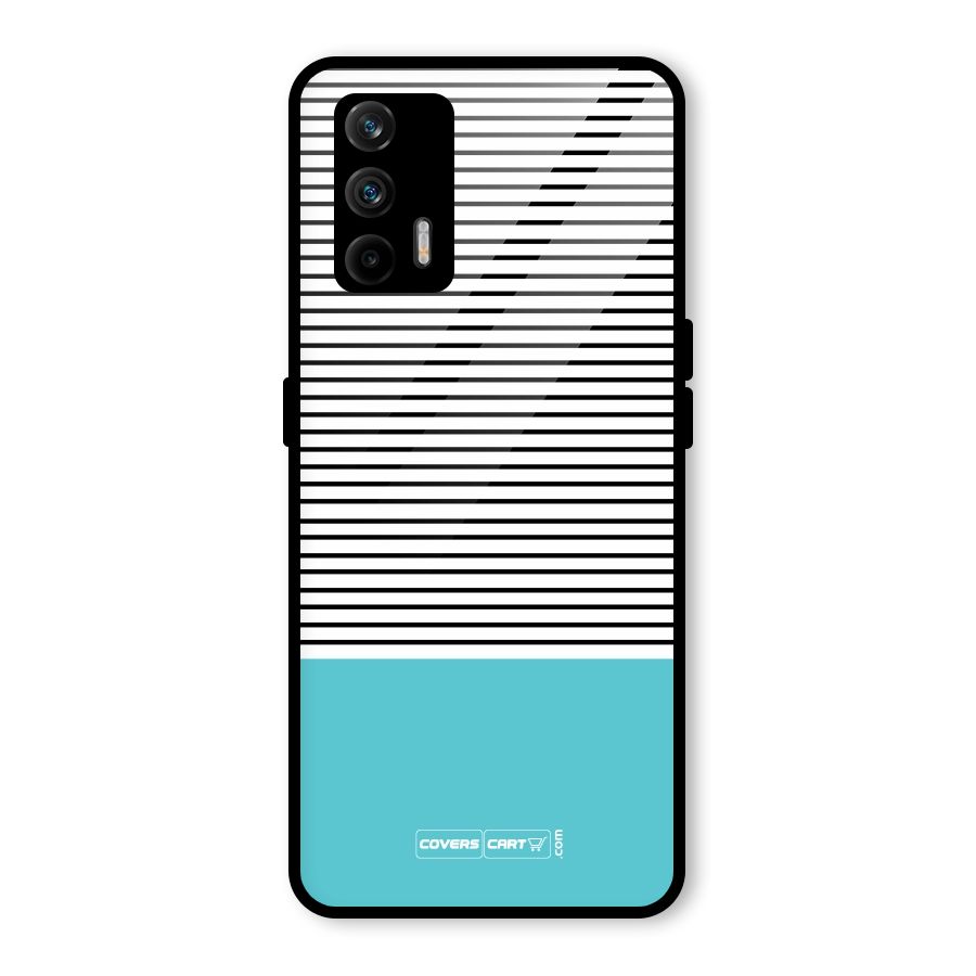 Deep Sky Blue Stripes Glass Back Case for Realme X7 Max