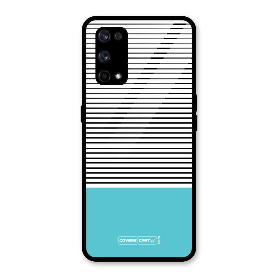 Deep Sky Blue Stripes Glass Back Case for Realme X7 Pro