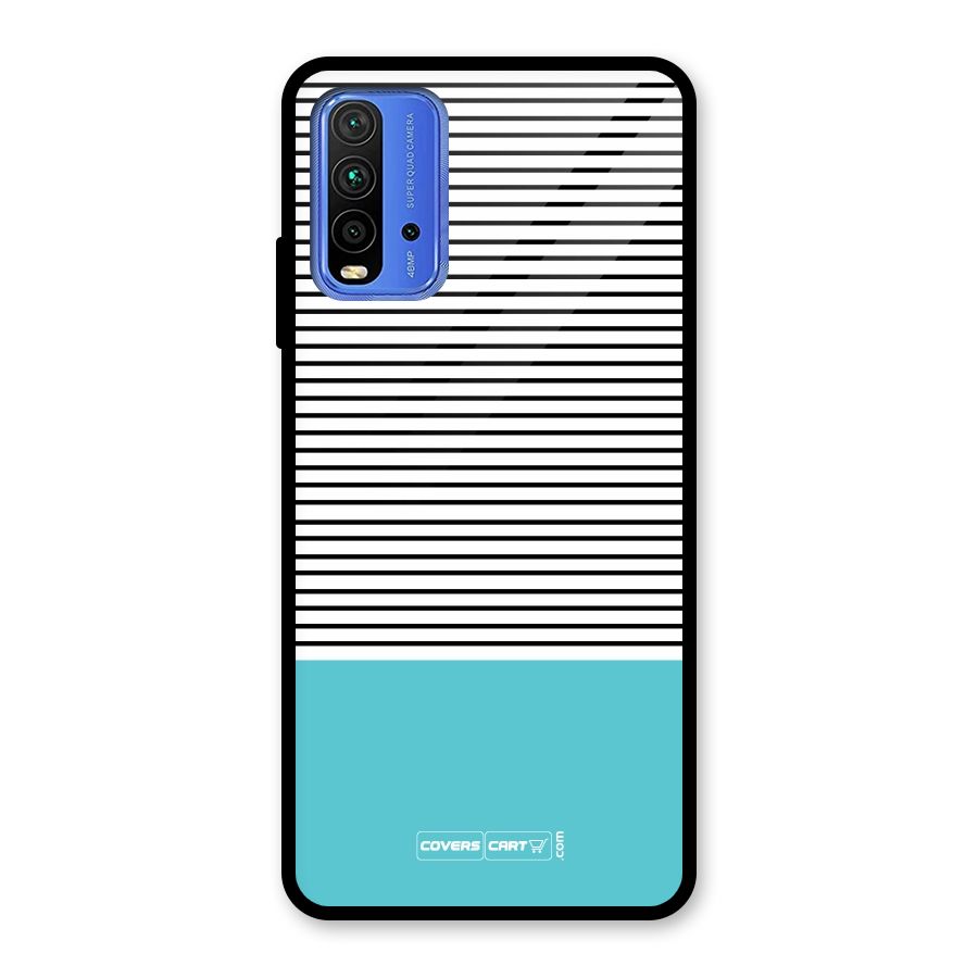Deep Sky Blue Stripes Glass Back Case for Redmi 9 Power