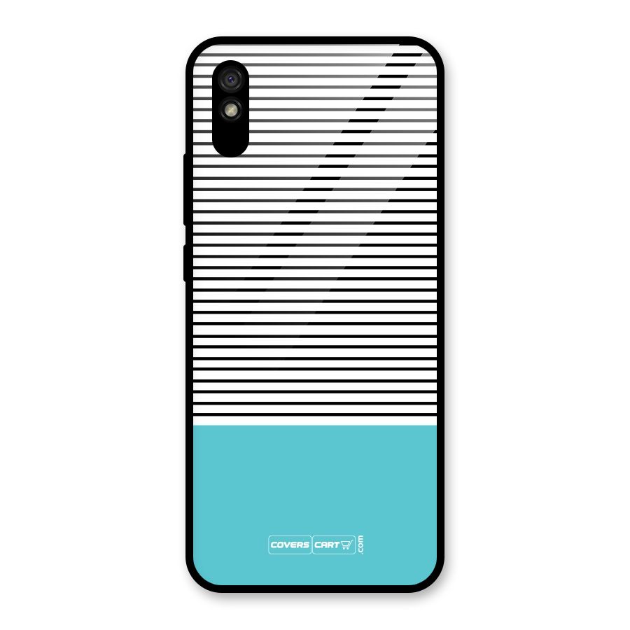Deep Sky Blue Stripes Glass Back Case for Redmi 9i
