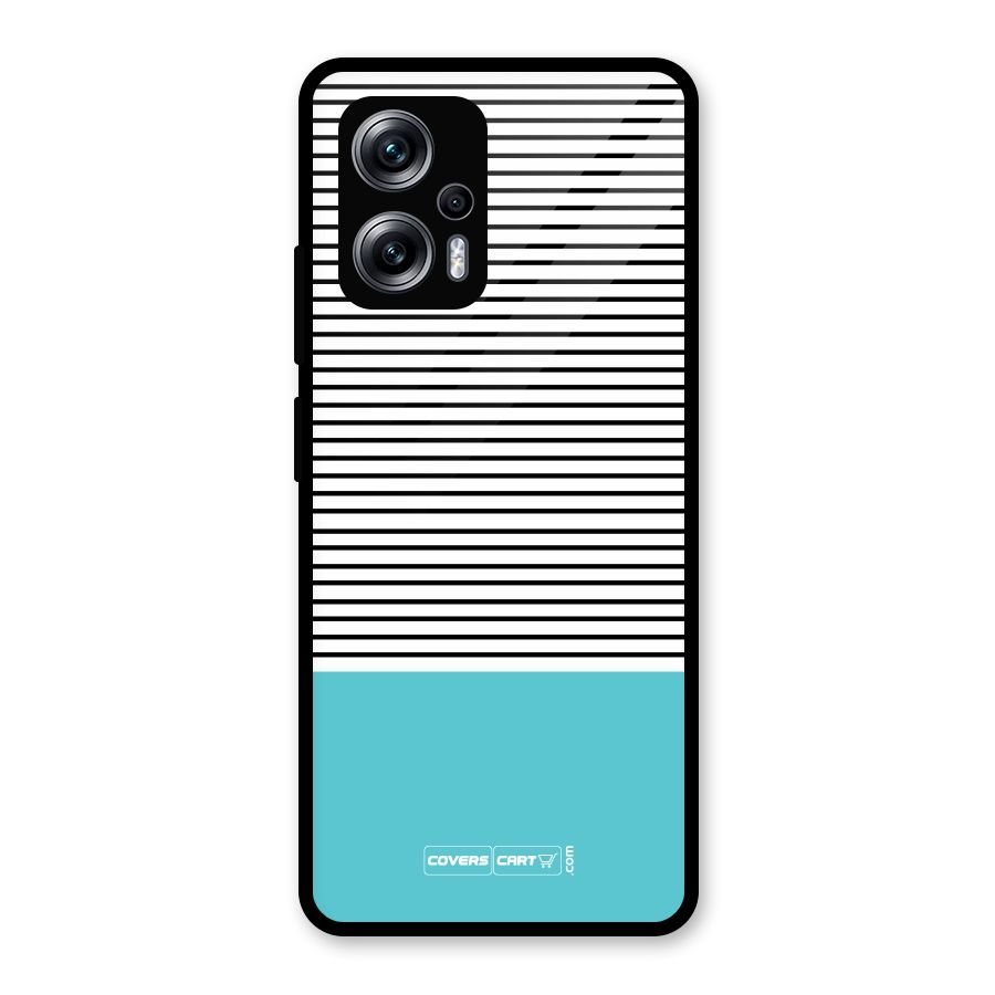 Deep Sky Blue Stripes Glass Back Case for Redmi K50i