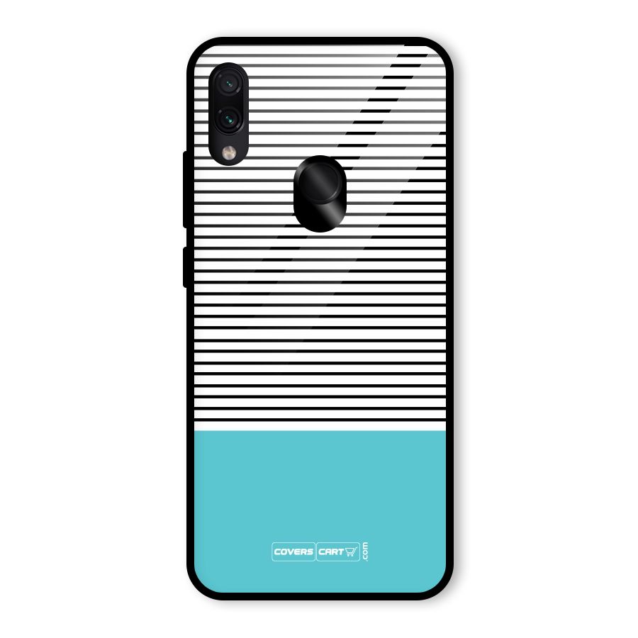 Deep Sky Blue Stripes Glass Back Case for Redmi Note 7