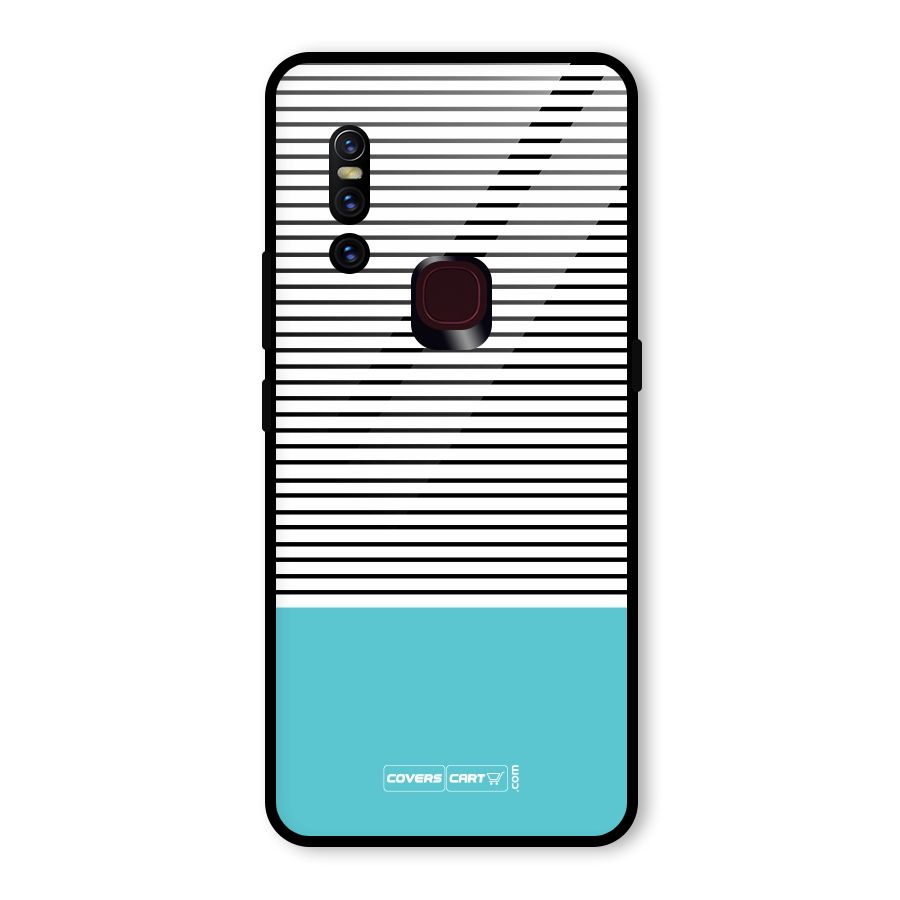 Deep Sky Blue Stripes Glass Back Case for Vivo V15