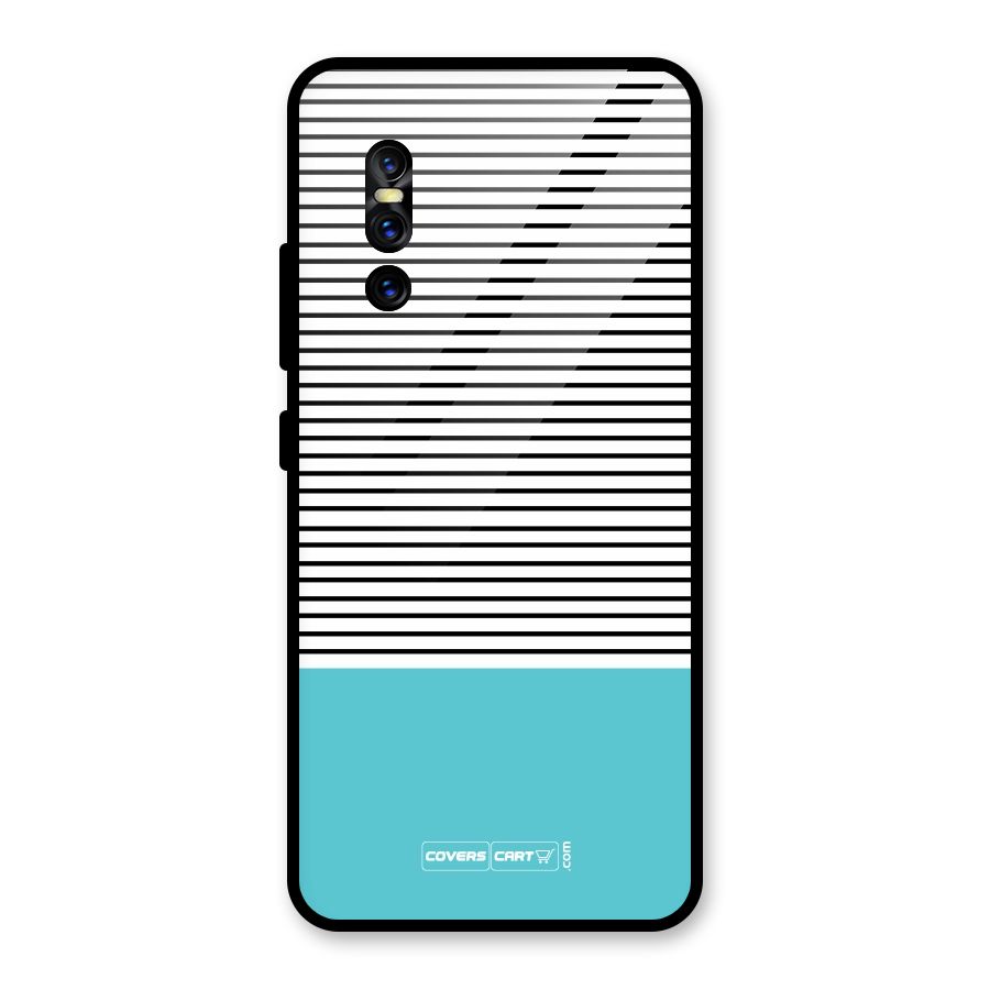 Deep Sky Blue Stripes Glass Back Case for Vivo V15 Pro