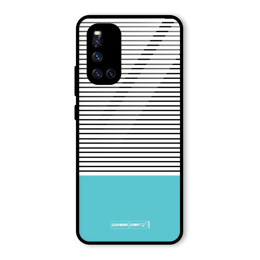 Deep Sky Blue Stripes Glass Back Case for Vivo V19