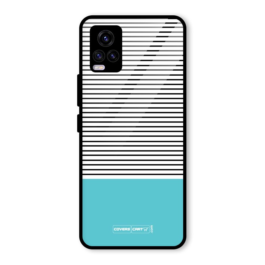 Deep Sky Blue Stripes Glass Back Case for Vivo V20
