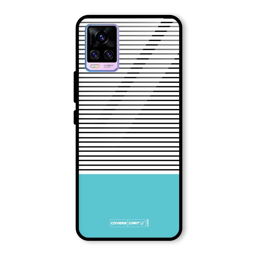 Deep Sky Blue Stripes Glass Back Case for Vivo V20 Pro