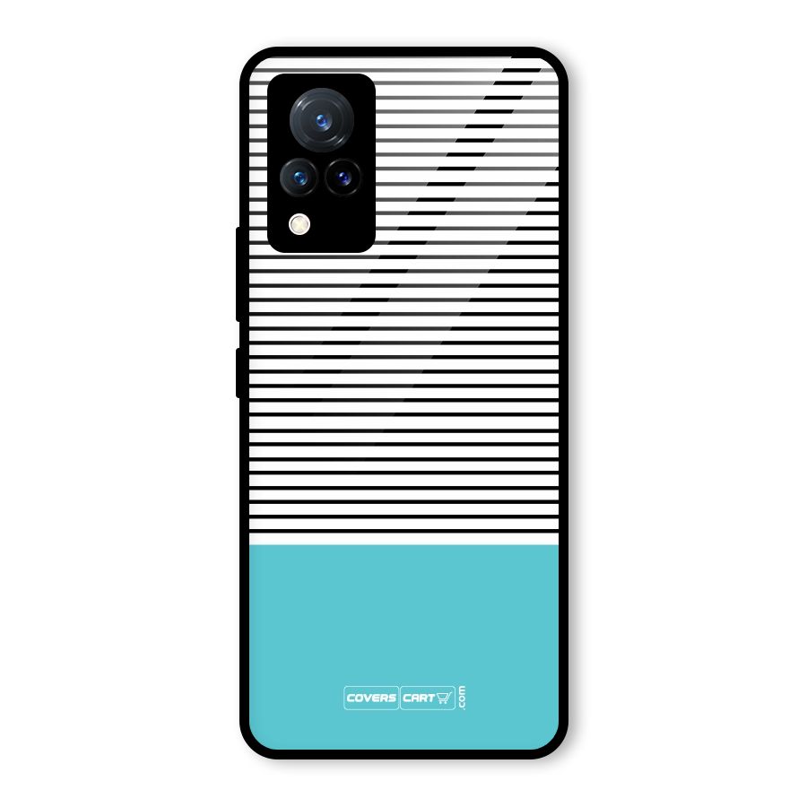 Deep Sky Blue Stripes Glass Back Case for Vivo V21 5G