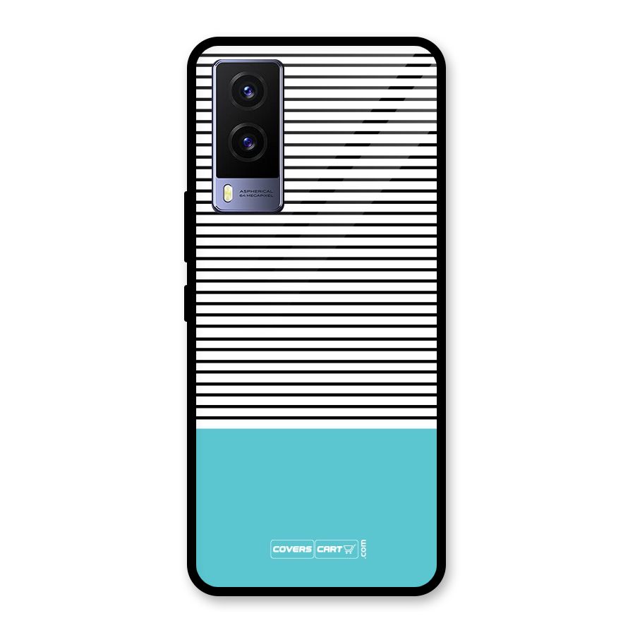 Deep Sky Blue Stripes Glass Back Case for Vivo V21e 5G
