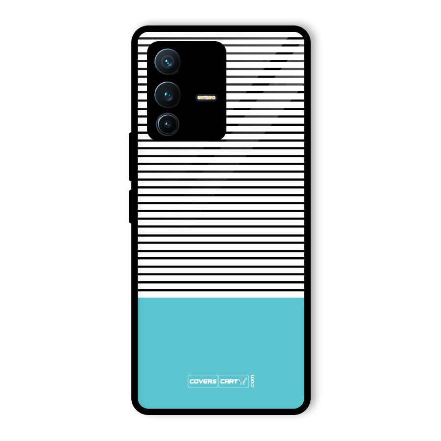 Deep Sky Blue Stripes Glass Back Case for Vivo V23 Pro
