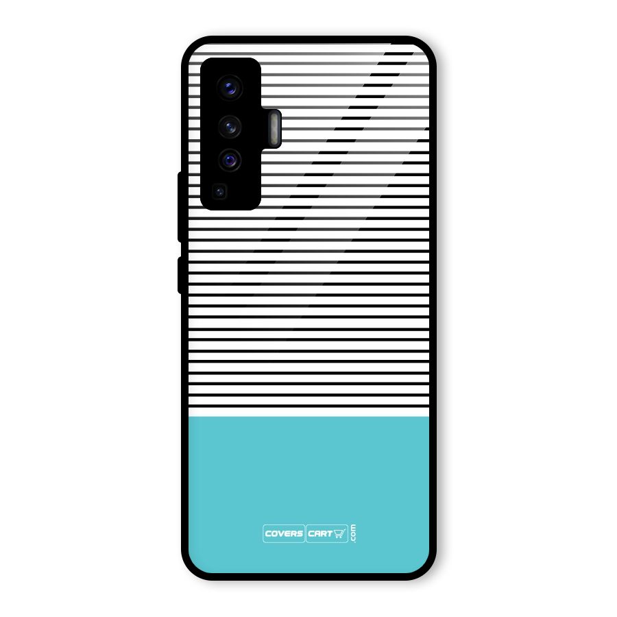 Deep Sky Blue Stripes Glass Back Case for Vivo X50