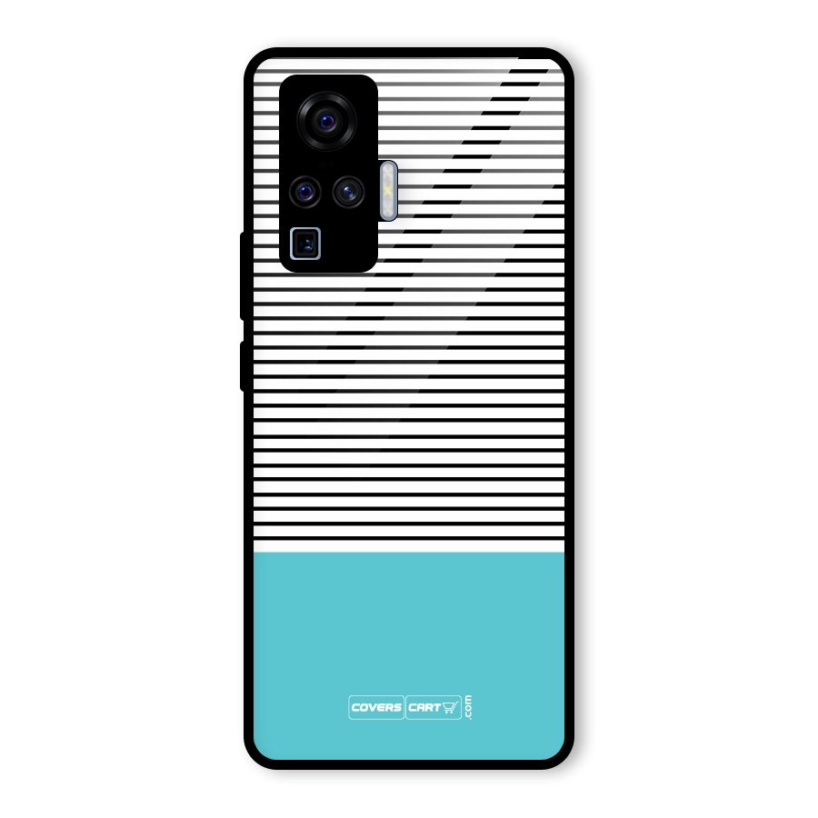 Deep Sky Blue Stripes Glass Back Case for Vivo X50 Pro