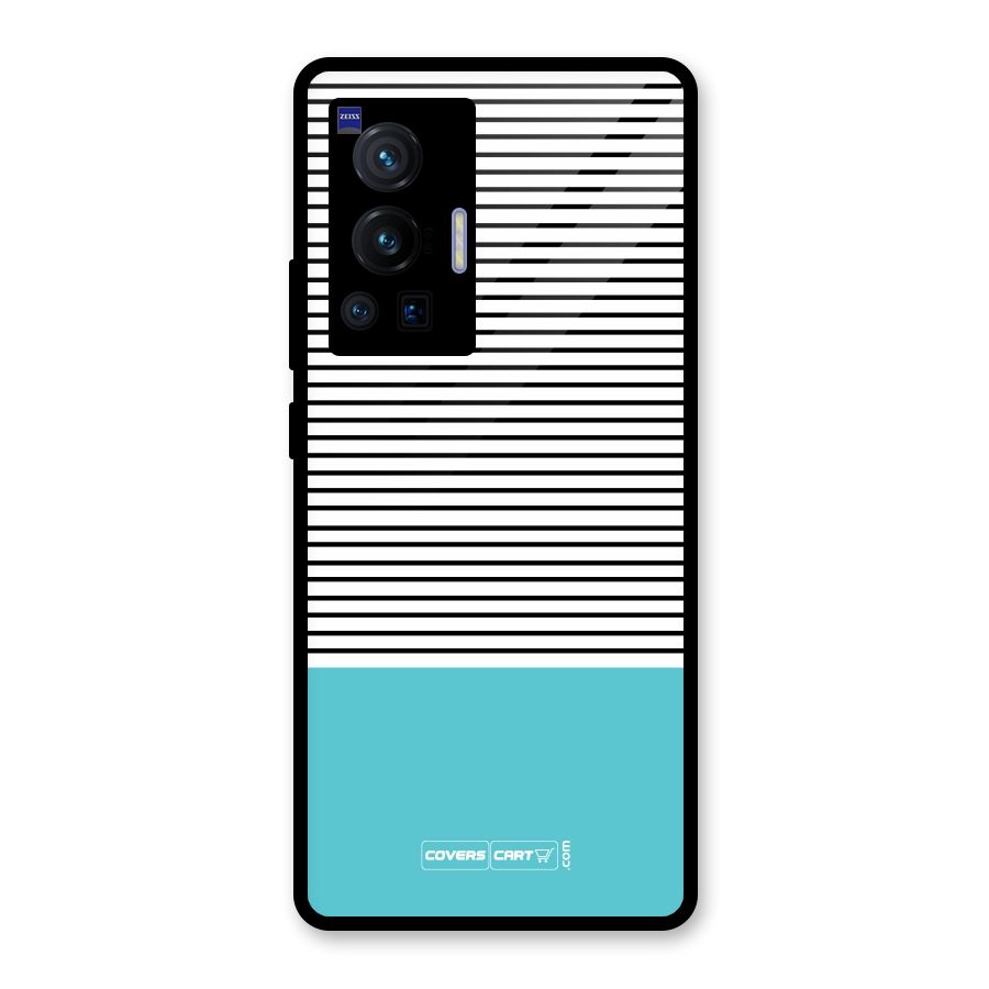 Deep Sky Blue Stripes Glass Back Case for Vivo X70 Pro