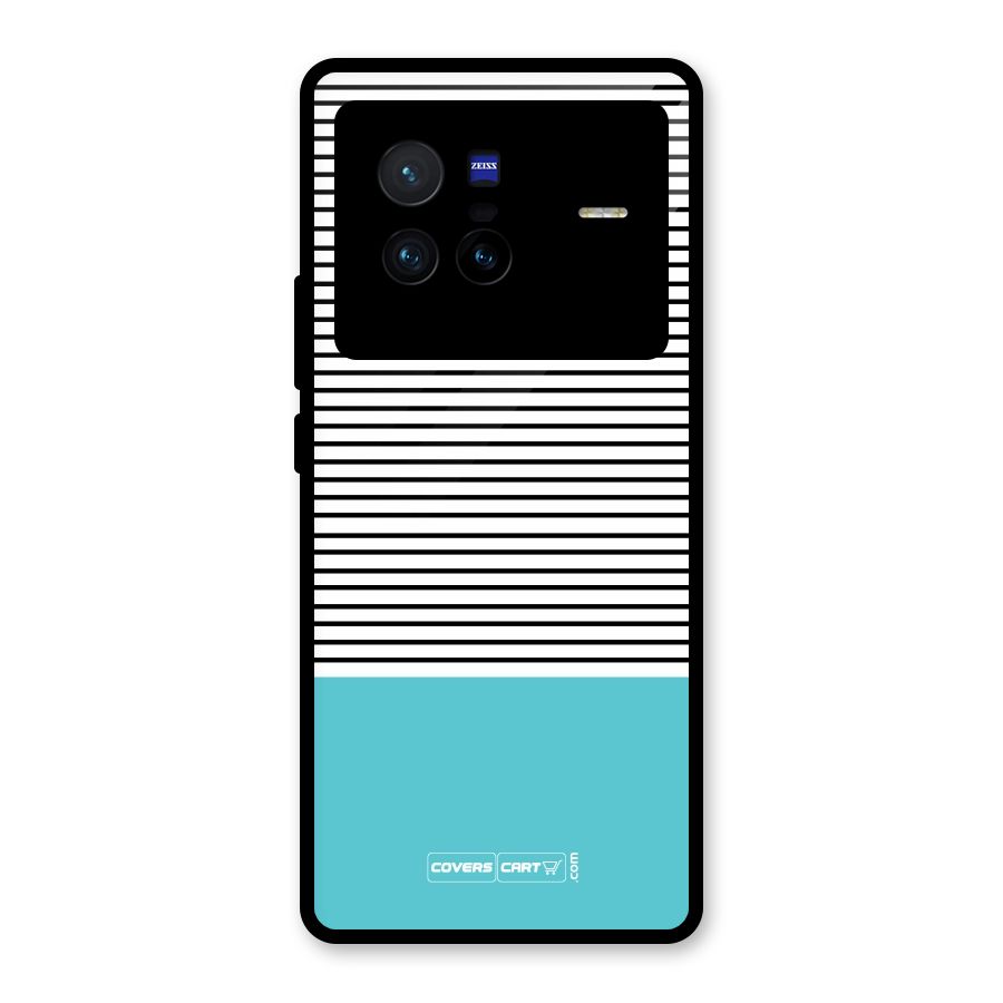 Deep Sky Blue Stripes Glass Back Case for Vivo X80