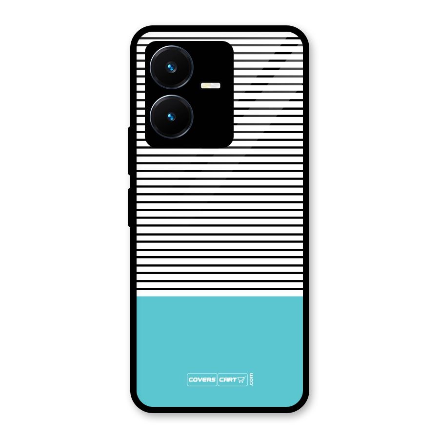 Deep Sky Blue Stripes Glass Back Case for Vivo Y22