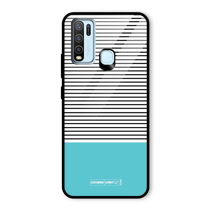 Deep Sky Blue Stripes Glass Back Case for Vivo Y30