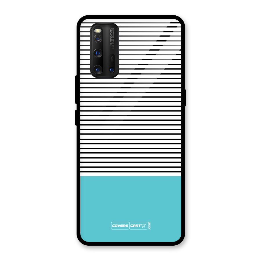 Deep Sky Blue Stripes Glass Back Case for Vivo iQOO 3