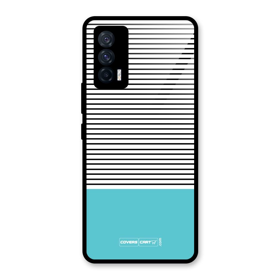Deep Sky Blue Stripes Glass Back Case for Vivo iQOO 7 5G