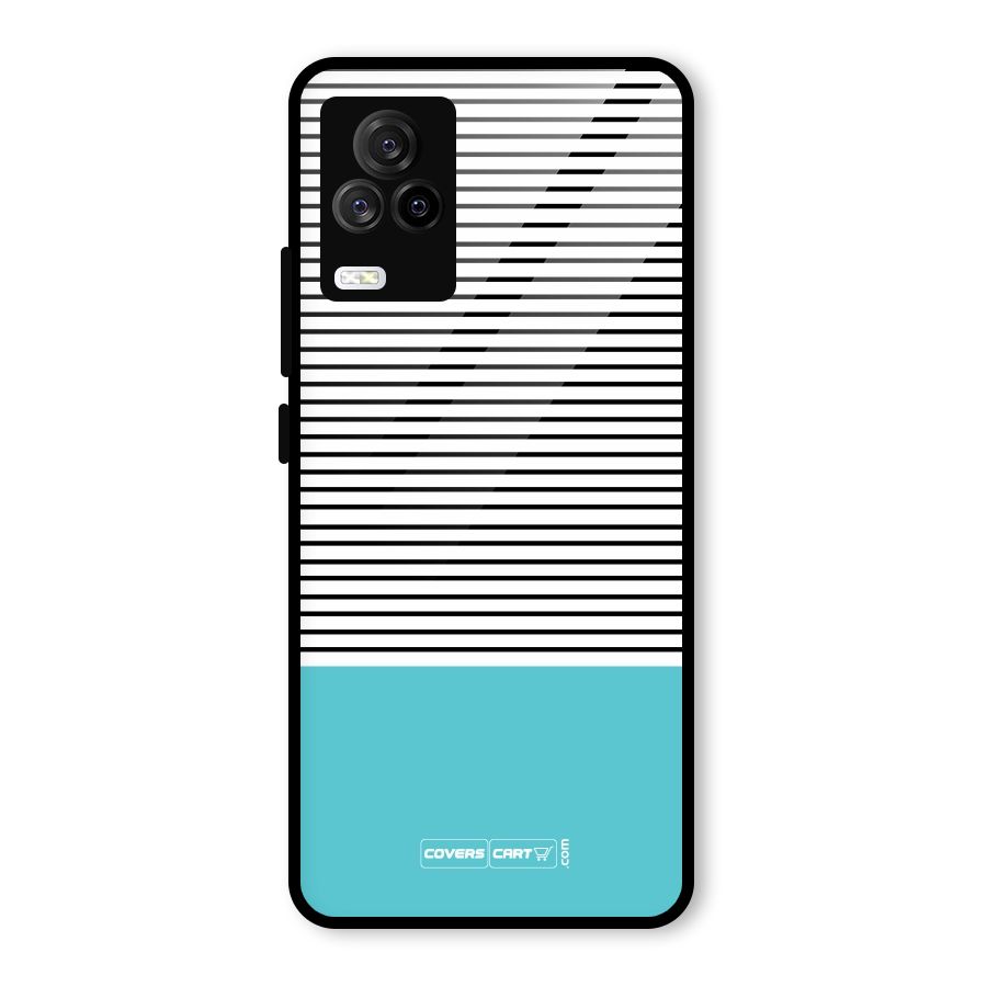 Deep Sky Blue Stripes Glass Back Case for Vivo iQOO 7 Legend 5G