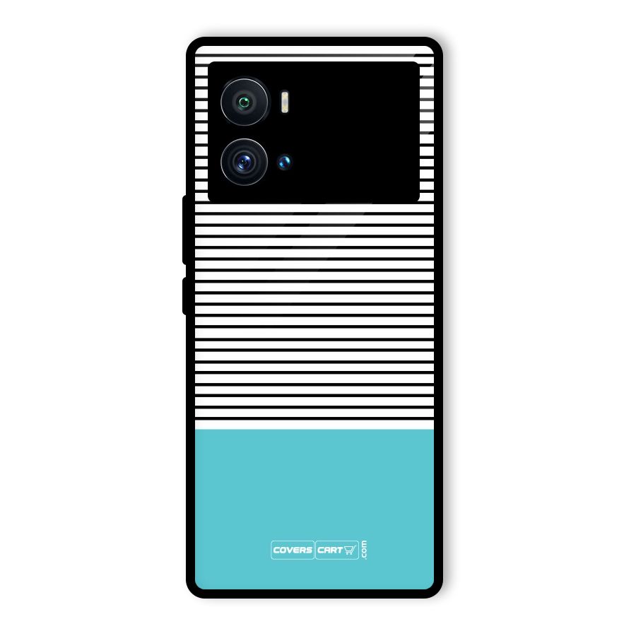 Deep Sky Blue Stripes Glass Back Case for Vivo iQOO 9 Pro