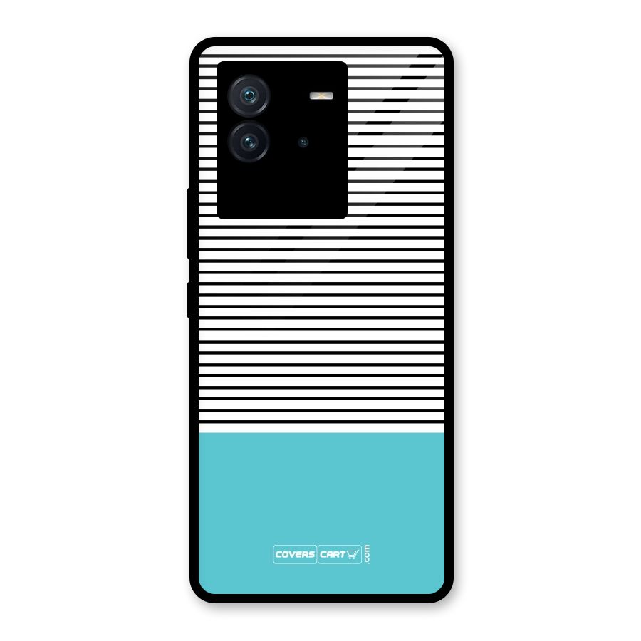 Deep Sky Blue Stripes Glass Back Case for Vivo iQOO Neo 6 5G