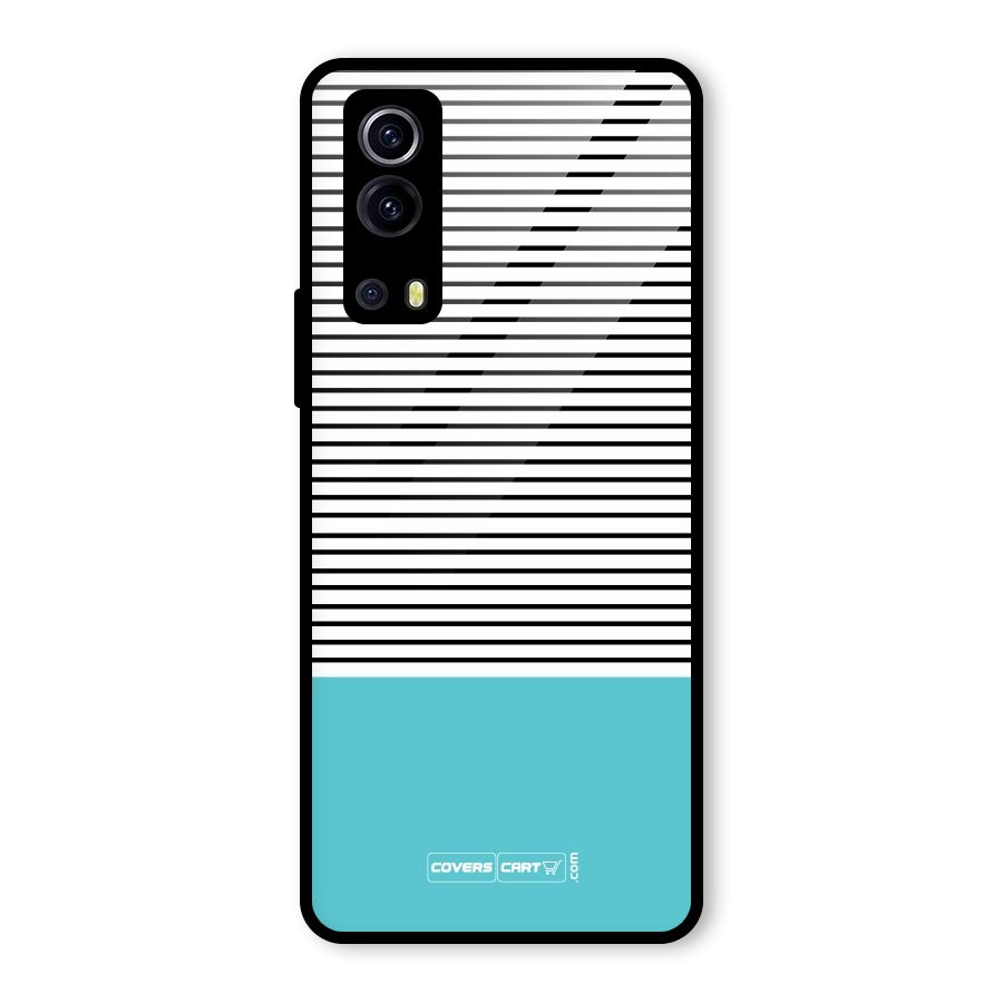 Deep Sky Blue Stripes Glass Back Case for Vivo iQOO Z3