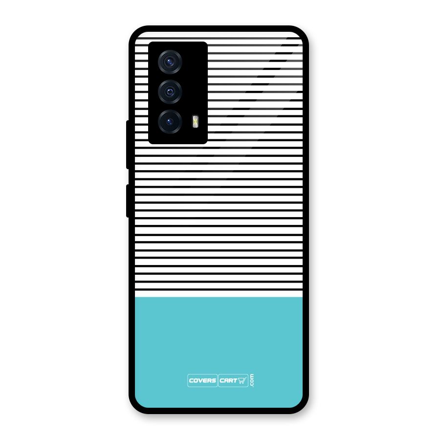 Deep Sky Blue Stripes Glass Back Case for Vivo iQOO Z5