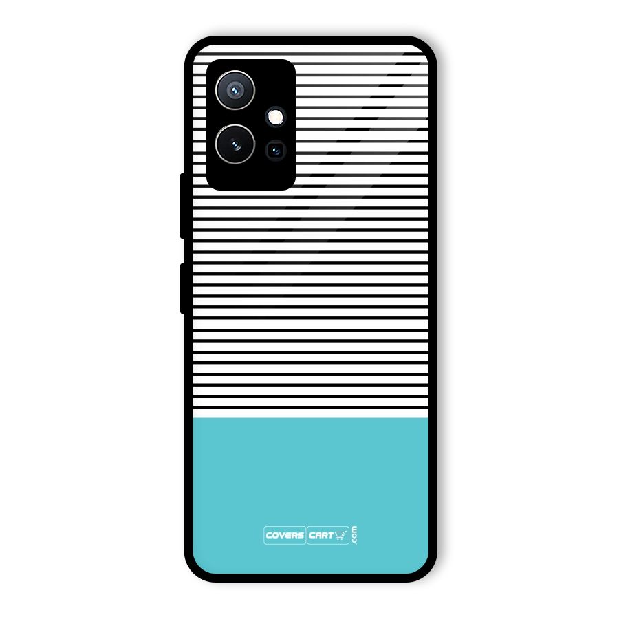 Deep Sky Blue Stripes Glass Back Case for Vivo iQOO Z6