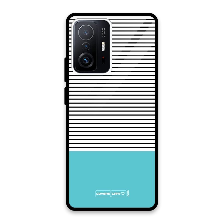 Deep Sky Blue Stripes Glass Back Case for Xiaomi 11T Pro