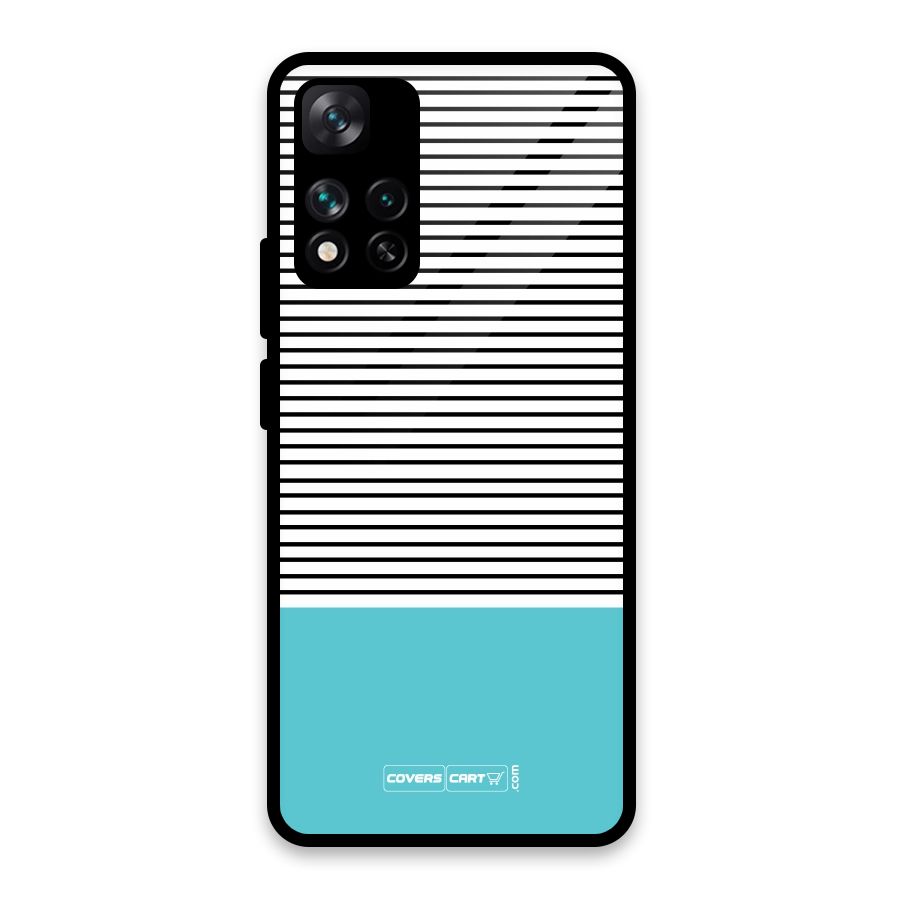 Deep Sky Blue Stripes Glass Back Case for Xiaomi 11i 5G