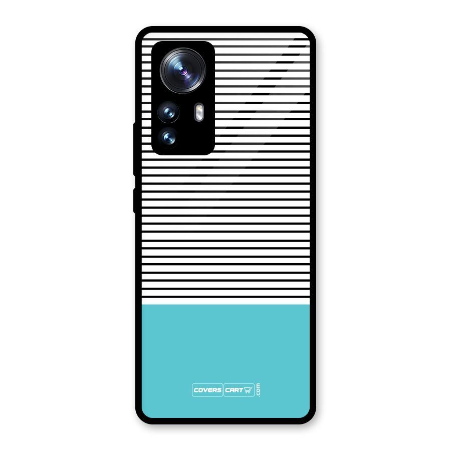 Deep Sky Blue Stripes Glass Back Case for Xiaomi 12 Pro