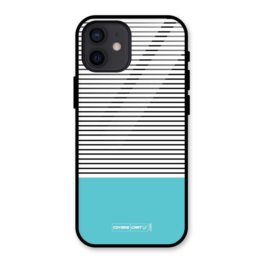 Deep Sky Blue Stripes Glass Back Case for iPhone 12