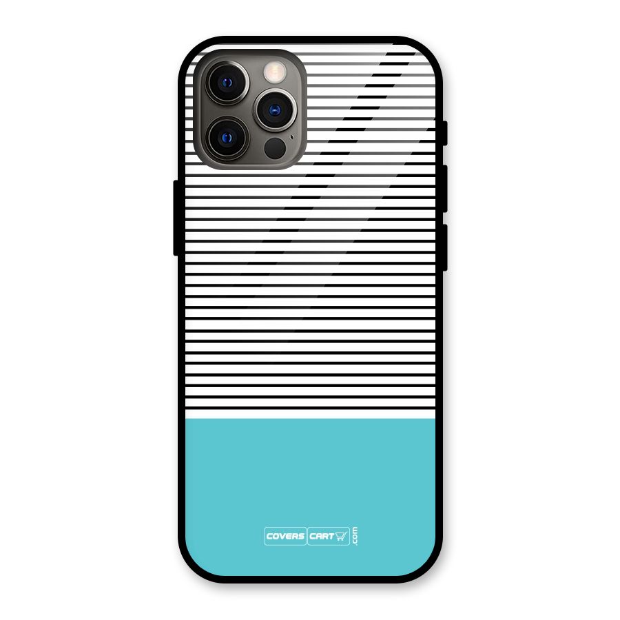 Deep Sky Blue Stripes Glass Back Case for iPhone 12 Pro