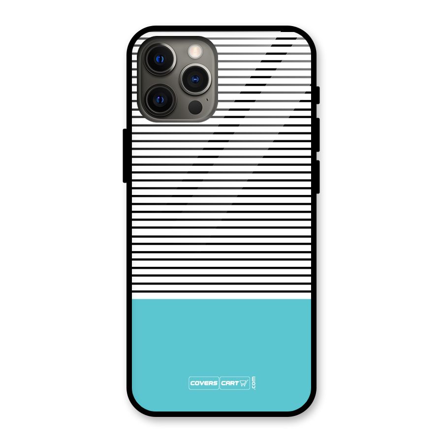 Deep Sky Blue Stripes Glass Back Case for iPhone 12 Pro Max