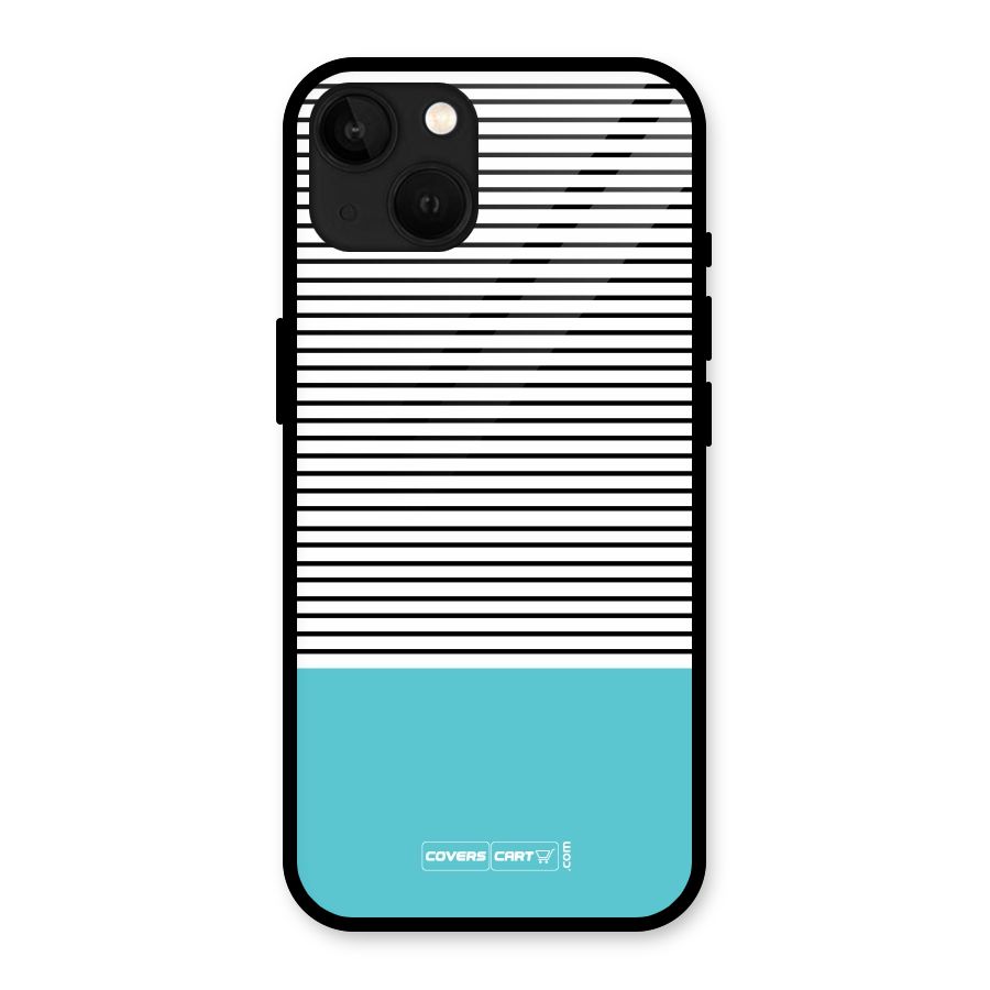 Deep Sky Blue Stripes Glass Back Case for iPhone 13