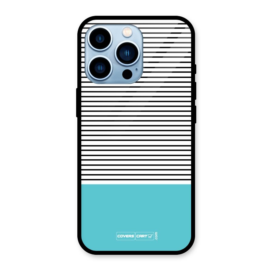 Deep Sky Blue Stripes Glass Back Case for iPhone 13 Pro