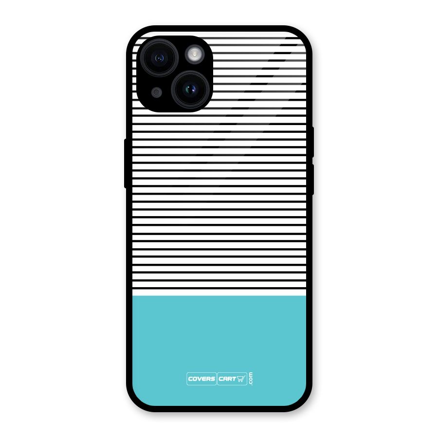 Deep Sky Blue Stripes Glass Back Case for iPhone 14