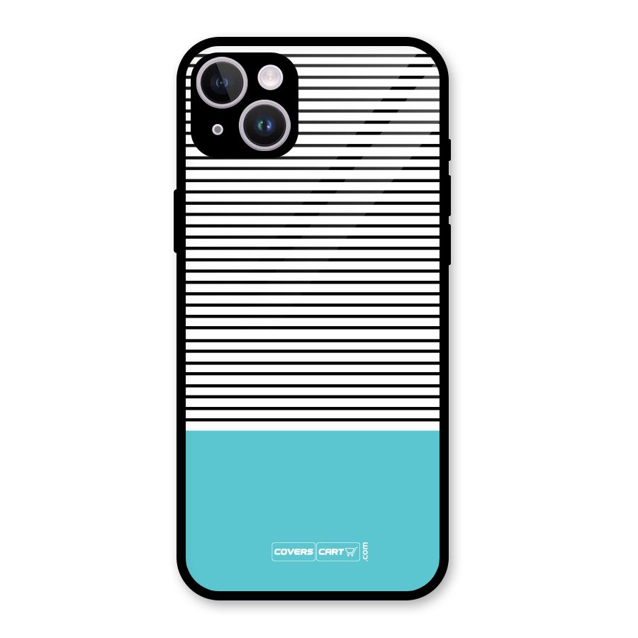 Deep Sky Blue Stripes Glass Back Case for iPhone 14 Plus