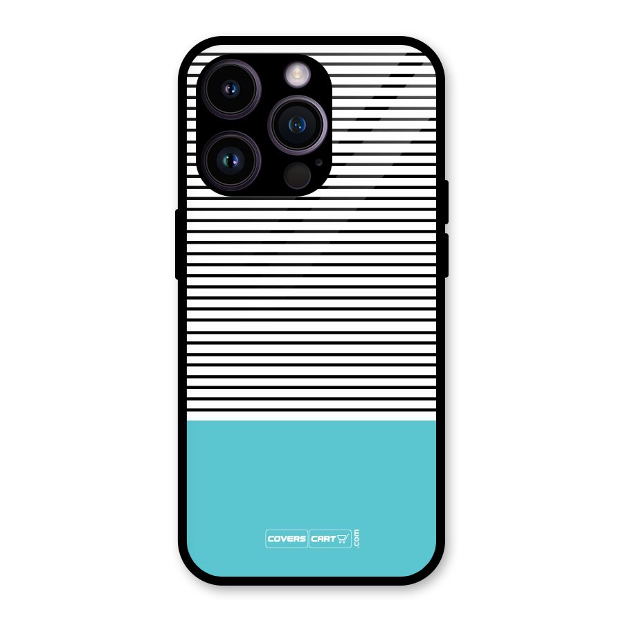 Deep Sky Blue Stripes Glass Back Case for iPhone 14 Pro