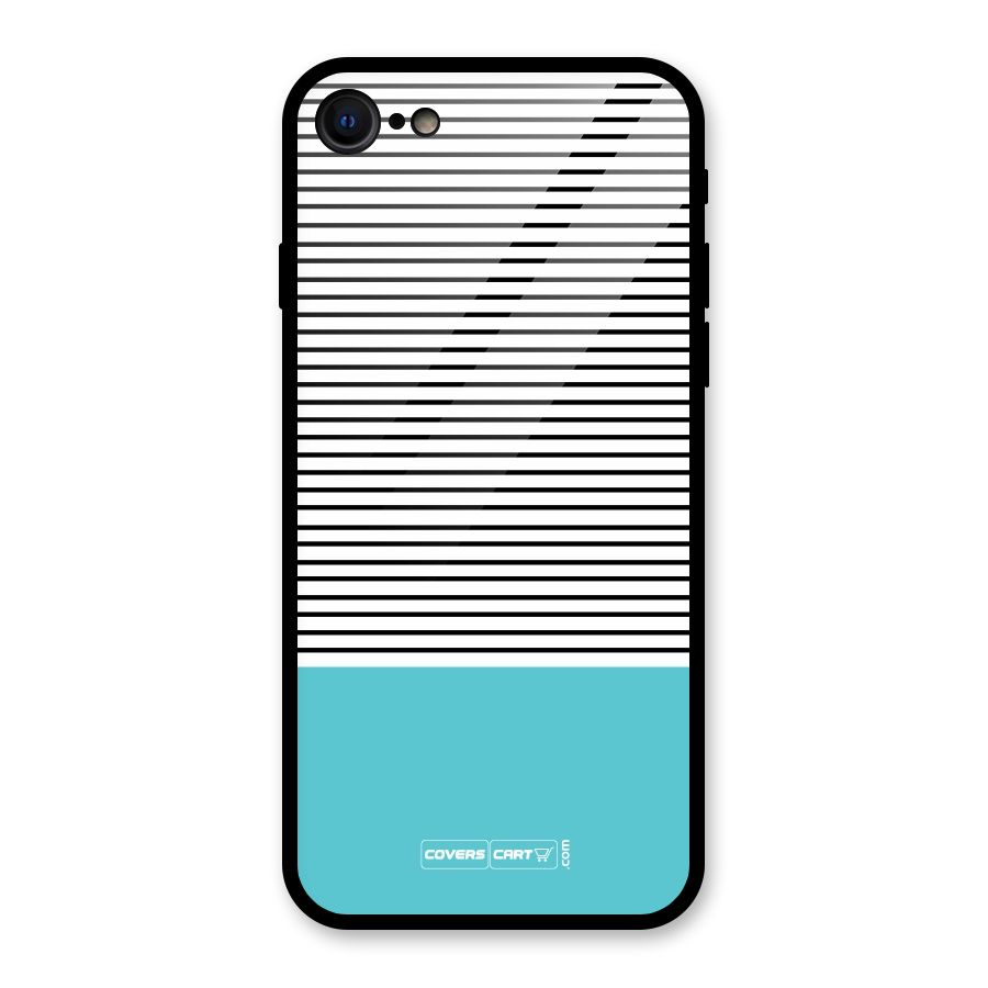 Deep Sky Blue Stripes Glass Back Case for iPhone SE 2022